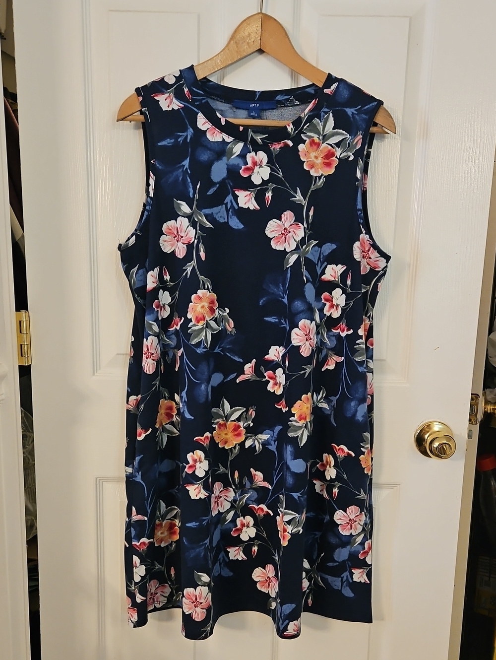 Apt. 9 Navy Floral Sleeveless A-Line Dress